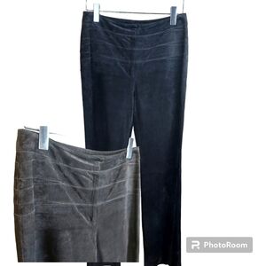 Vintage BETTY BARCLAY high rise brown suede leather high waisted trousers